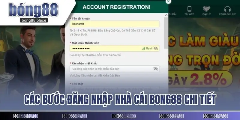 Các bước đăng nhập nhà cái BONG88 chi tiết